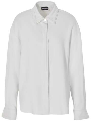 giorgio armani viscose cady shirt w/pointed collar in white