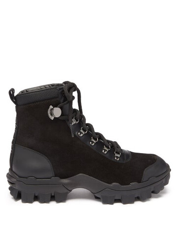 moncler - helis suede and leather hiking boots - womens - black