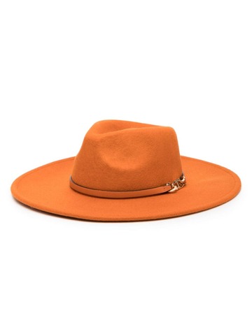 twinset logo-plaque wool fedora hat - orange