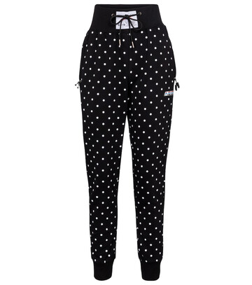 adam selman sport polka-dot high-rise cotton-blend sweatpants in black