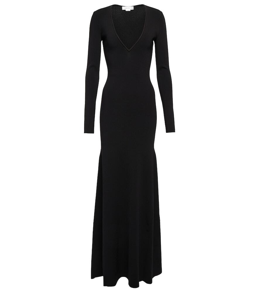 Victoria Beckham Knitted V-neck maxi dress in black