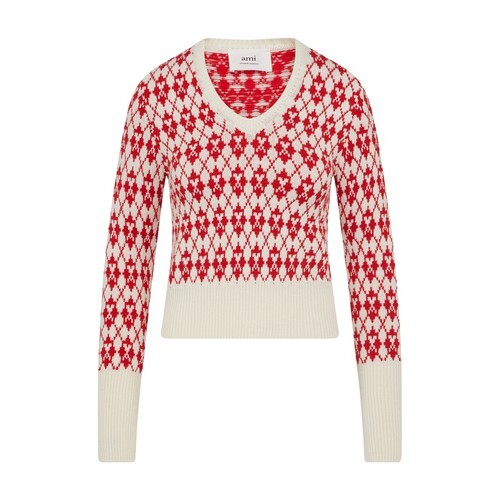 Ami Paris Jacquard sweater in red / white