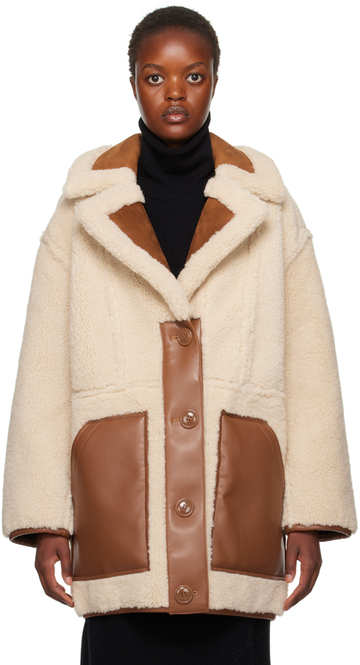 stand studio off-white tory faux-shearling jacket
