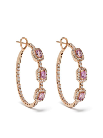 Stefere 18kt rose gold diamond sapphire hoop earrings in pink