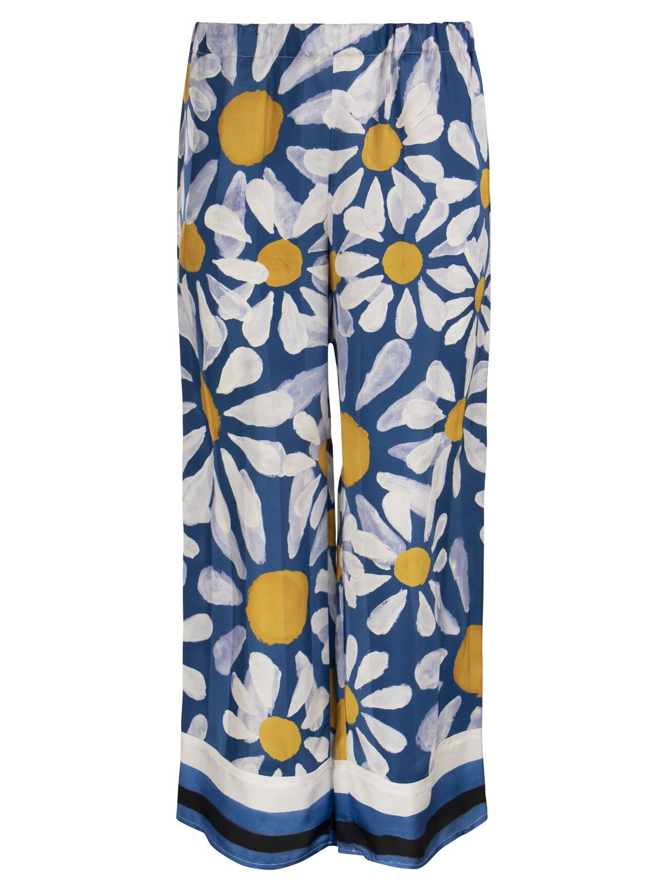 Marni Viscose Floral Print Trousers in blue