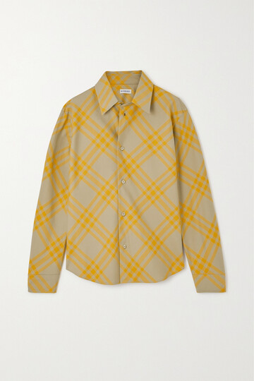 burberry - checked cotton shirt - yellow