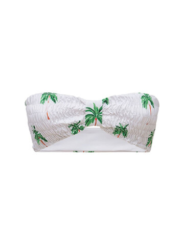 VERDELIMON Loira Crinkled Bandeau Bikini Top in white / multi