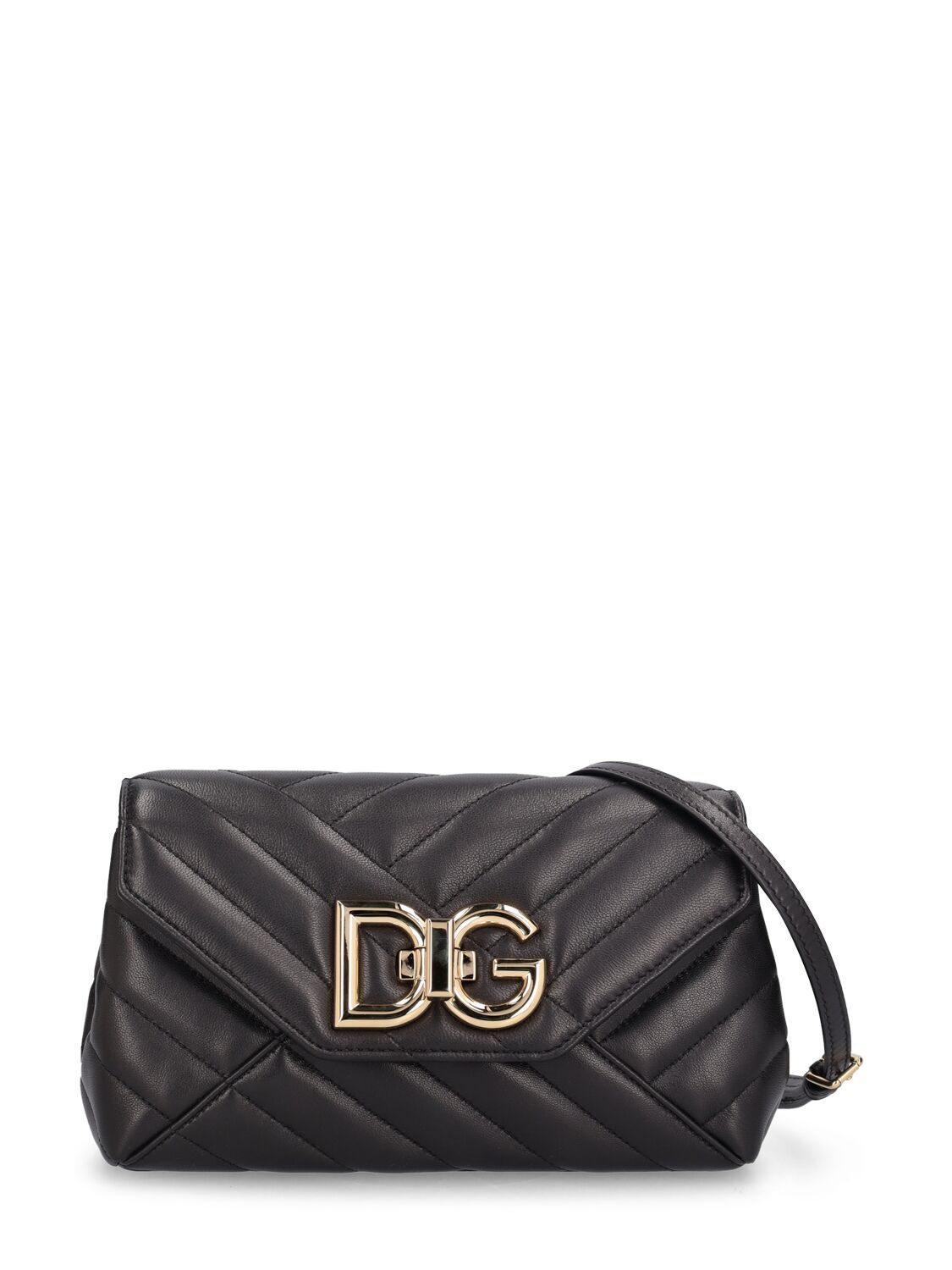 DOLCE & GABBANA Small Quilted Leather Shoulder Bag in black