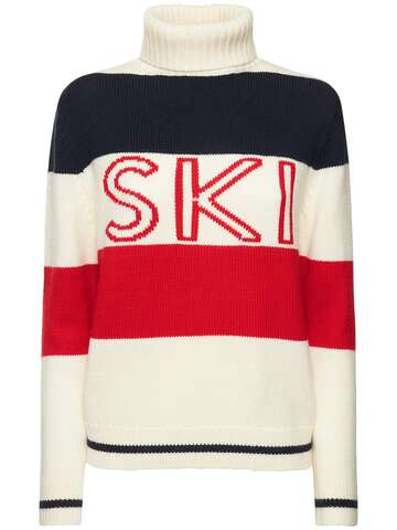 PERFECT MOMENT Frostine Intarsia Wool Knit Sweater in blue / red / white