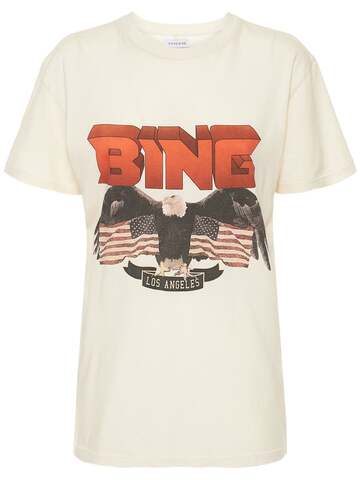 ANINE BING Vintage Bing Logo Printed Jersey T-shirt in white / multi