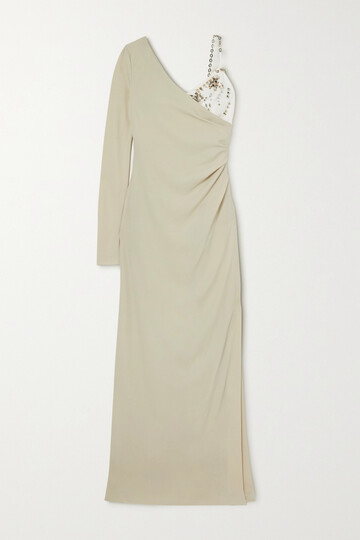givenchy - draped embellished two-tone crepe gown - gray