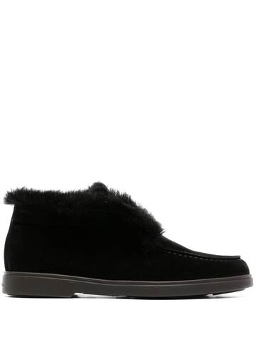santoni slip-on shearling loafers - black