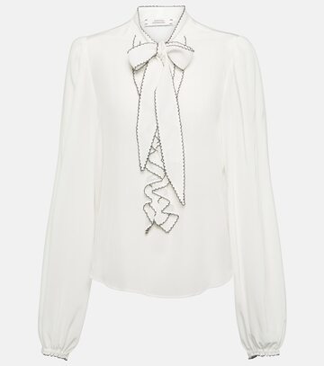 dorothee schumacher ruffled self-tie silk blouse in white