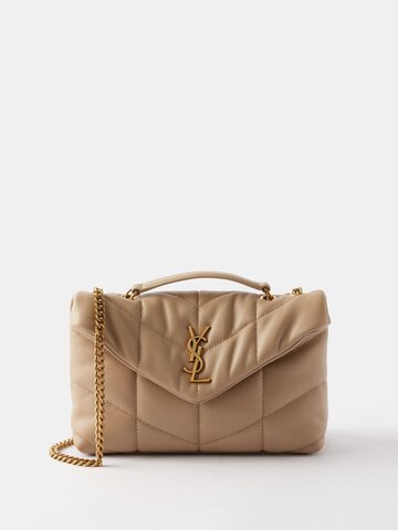 saint laurent - puffer toy mini quilted leather cross-body bag - womens - dark beige