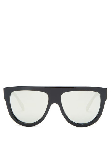 Celine Eyewear - Mirrored Flat-top Acetate Sunglasses - Womens - Black