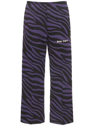 PALM ANGELS Cropped Printed Logo Track Pants in purple / multi
