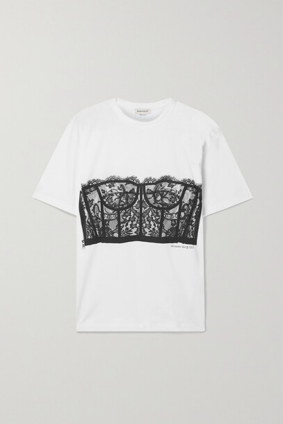Alexander McQueen - Printed Cotton-jersey T-shirt - White