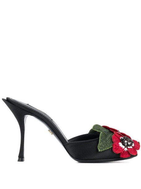 Dolce & Gabbana embroidered flower detail sandals in black