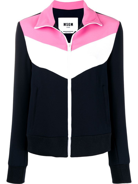 MSGM panelled zip-up jacket in blue