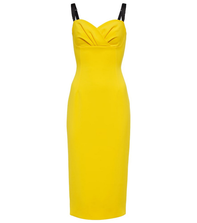 Dolce & Gabbana Sweetheart-neck cady midi dress in yellow