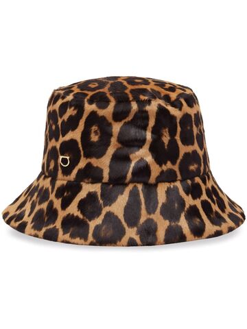 ferragamo leopard-print pony hair bucket hat - neutrals