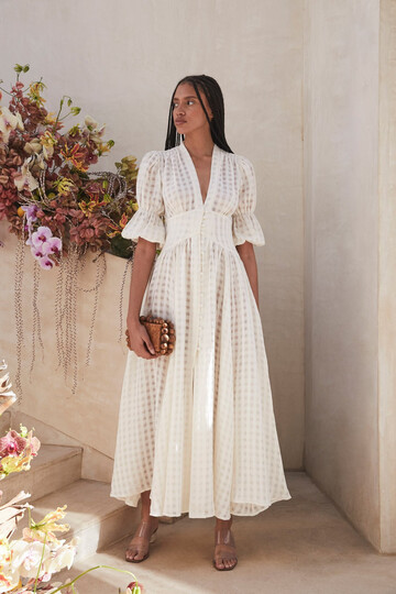 Cult Gaia Willow Dress - Off White Grid
           
         
          
           
           
          
            
             $558.00