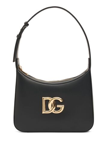 dolce & gabbana logo leather shoulder bag in black