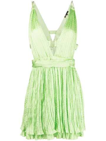 maje pleated open-back minidress - green