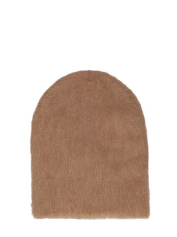 BY FAR Solid Brushed Alpaca Blend Hat in camel