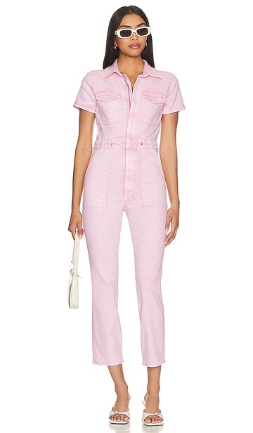 good american fit for success jumpsuit in pink in rose