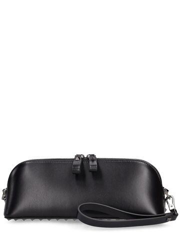 valentino garavani rockstud patent leather clutch in black