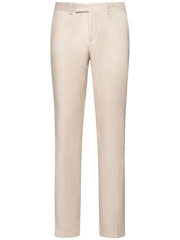 lardini linen blend straight pants in beige
