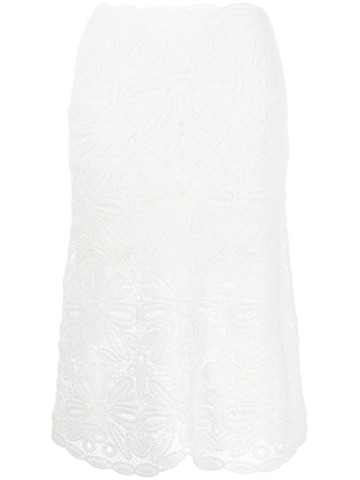maje floral-crochet midi skirt - white
