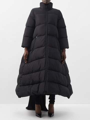 balenciaga - bow-appliqué quilted technical-shell coat - womens - black