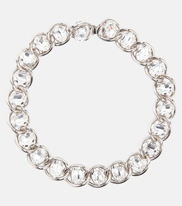 marni crystal-embellished chain necklace in silver