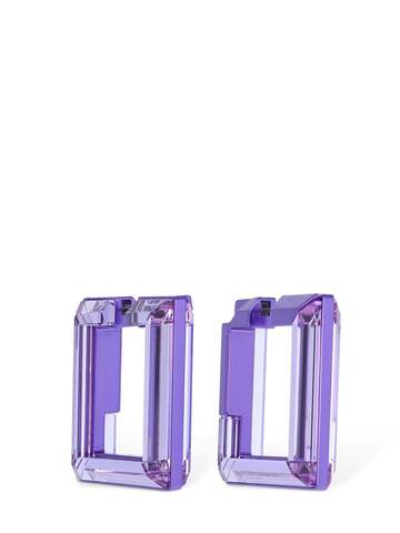 Lucent Swarovski Squared Hoop Earrings in violet