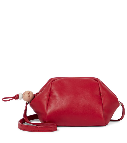 Loro Piana Small Puffy Pouch leather clutch in red