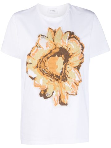 barrie floral-motif patch cashmere t-shirt - white