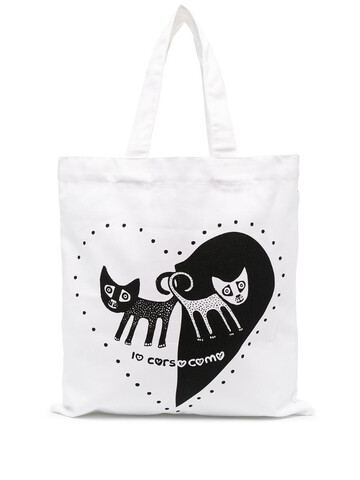 10 CORSO COMO cat heart print tote bag in white