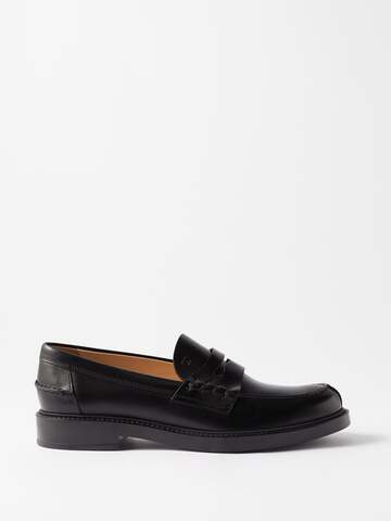 tod's - leather penny loafers - womens - black