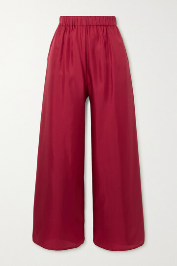 le kasha - pamir silk-satin wide-leg pants - red