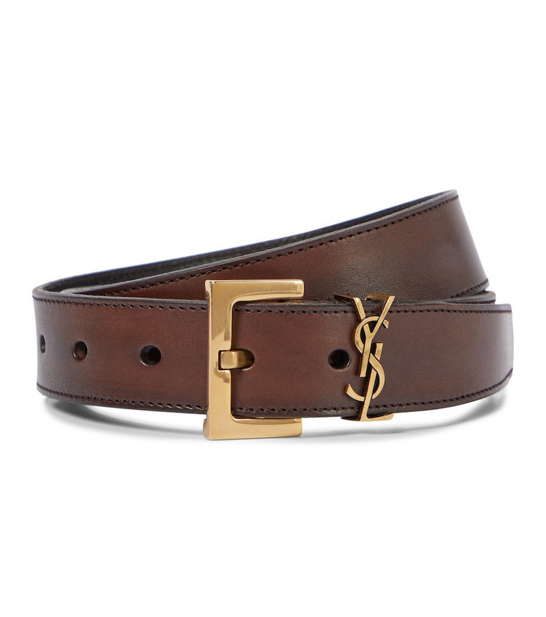Saint Laurent Monogram leather belt in brown
