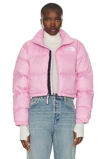 the north face nuptse short jacket in pink