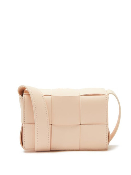 Bottega Veneta - Cassette Mini Intrecciato Leather Cross-body Bag - Womens - Light Pink
