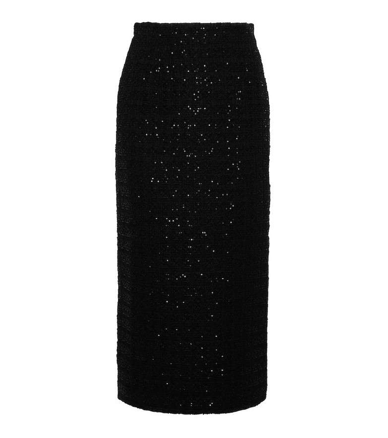 Alessandra Rich Embellished wool-blend pencil skirt in black