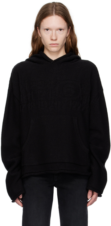 mm6 maison margiela black jacquard hoodie