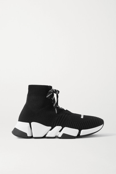 BALENCIAGA - Speed 2.0 Stretch-knit High-top Sneakers - Black
