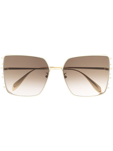 Alexander McQueen Eyewear oversize spiked square sunglasses - Gold