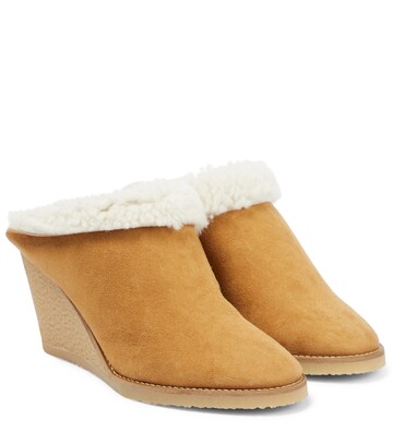 Isabel Marant Shearling-lined wedge mules in brown