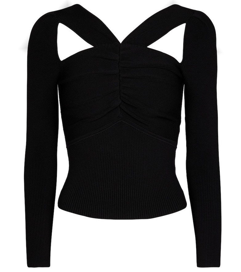 Self-Portrait Ruched cutout top in black